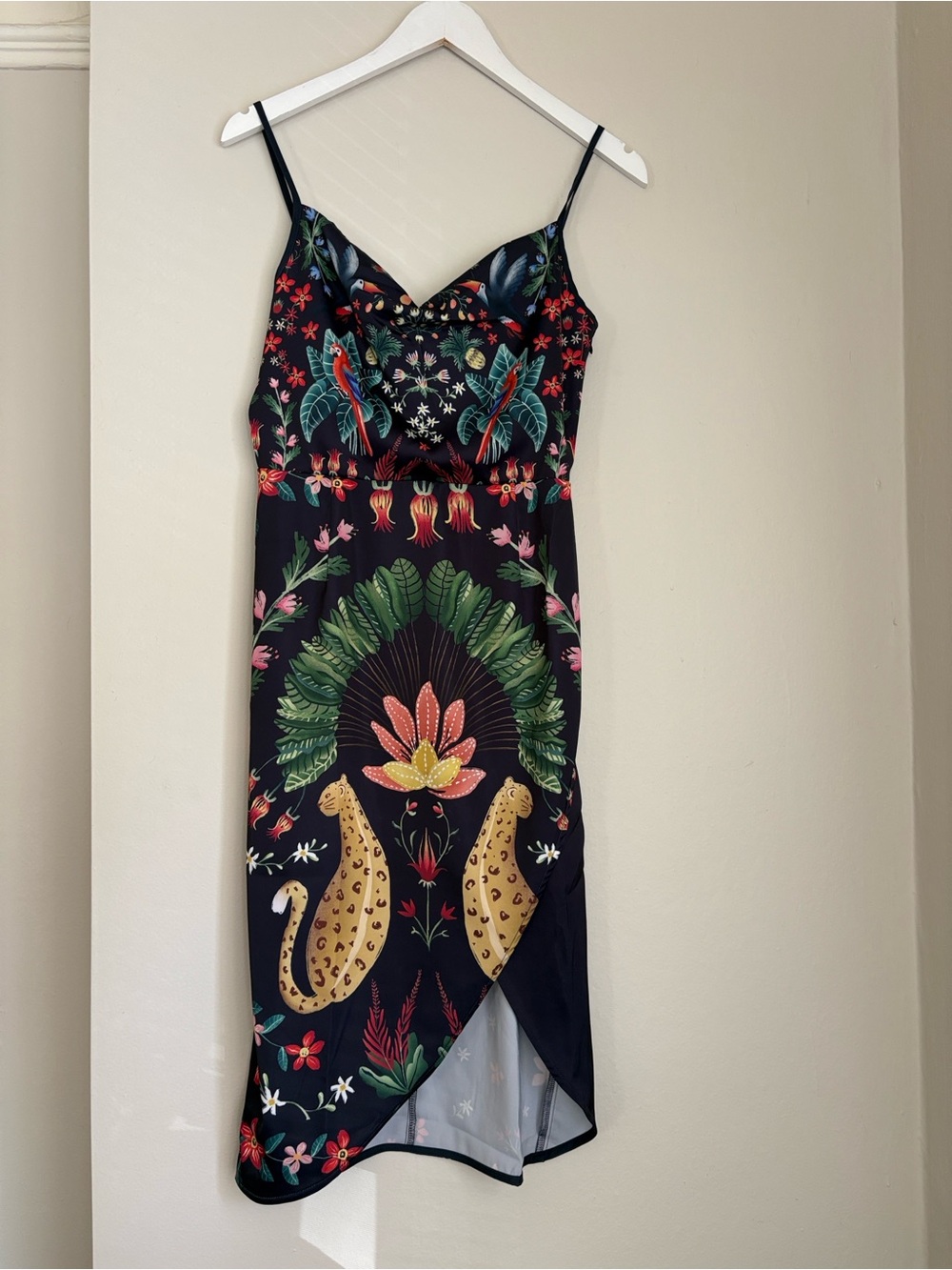 Black Floral & Leopard High-Low Slip Dress